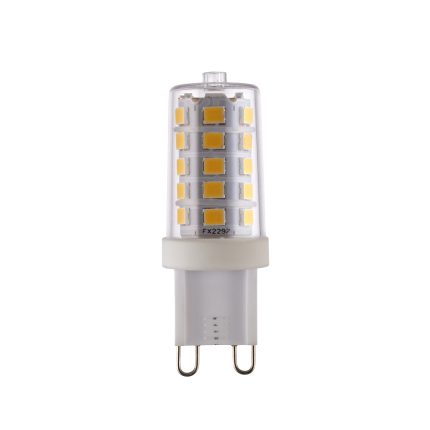 The G9 led, dimmable, cool white 4000k, 3.7w on a white background switched off.
