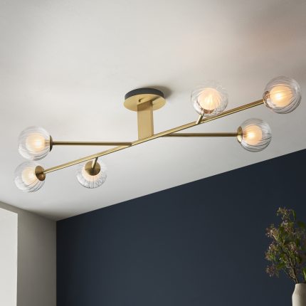 Eros Ceiling Light Semi Flush from a right side, upward perspective.
