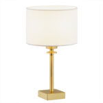 Abano Table Lamp, White Shade, Brushed Brass Base, 38cm Height