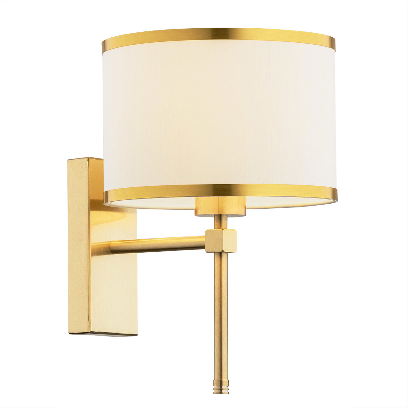 Abano Wall Light, Brushed Brass, Cream Gold Lampshade, Lamp