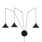 Abrim 3 Light Black Pendant/Wall Lamp, Optional Plug-In