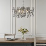 Remi Chandelier, Silver, Glass Drops, 4 Lights, 75cm