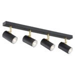 Agos 4 Light Adjustable Ceiling Spotlight, Black, Brass, 62cm Width