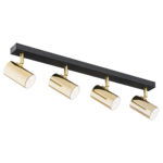 Agos Adjustable Ceiling Spotlight, 4 Light, Brass & Black, 62cm Width