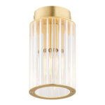 Ampton Single Flush Ceiling Light, Brass, Glass, 10cm