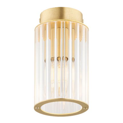 1 light brass flush ceiling light switched on.