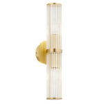 Ampton Up & Down Wall Light, 2 Lamp, Brass, Ribbed Glass