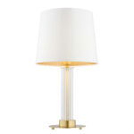 Ampton Table Light, Cream Fabric Shade, Brass, Glass, 30cm
