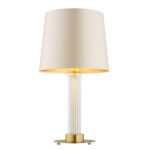 Ampton Table Lamp, Beige Shade, Brass, Glass, 30cm
