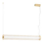 Ampton Medium LED Pendant Lamp, Tube, Brushed Brass, 3000k, 80cm