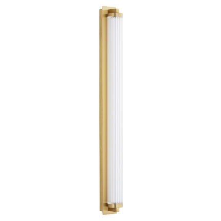 Left side view of a long thin led wall lamp switched off.