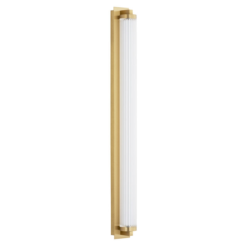Left side view of a long thin led wall lamp switched off.