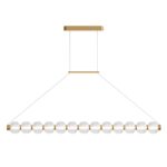 Amulet Linear Bead LED Pendant Light, Gold Metal, Clear Glass 3000k, 22w