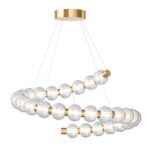 Amulet Swirl Bead LED Pendant Light, Clear Glass, Gold Metal, 3000k, 40w