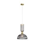 Antic Grey Bell Glass Pendant Light, Gold Metal, 1 Lamp, 30cm Wide