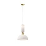 Antic White Bell Glass Pendant Light, Gold Metal, 1 Lamp, 30cm Wide