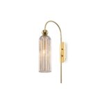 Antic Curved Swan Neck Cognac Wall Lamp, Cylinder Glass, Gold, 1 Light, 53.5cm Height