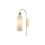 Antic Curved Swan Neck Gold Wall Light, White Cylinder Glass, 1 Light, 53.5cm Height