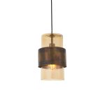 Leo Pendant Lamp, Antique Brass, Glass, 1 Light, 19.5cm