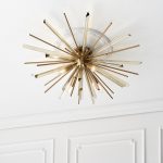 Starburst Ceiling Light, Flush, Antique Brass, Glass, 80cm