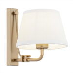 Arani Wall Light, 1 Light, Old Gold, Cream Shade, 20cm Width