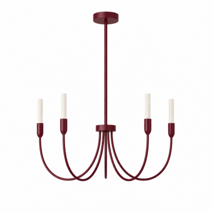 Argust 5-Light Chandelier, Glossy Milk White, Burgundy - Barolo Texture Ral 3005