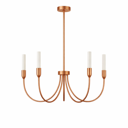 Argust 5-Light Chandelier, Glossy Milk White, Copper