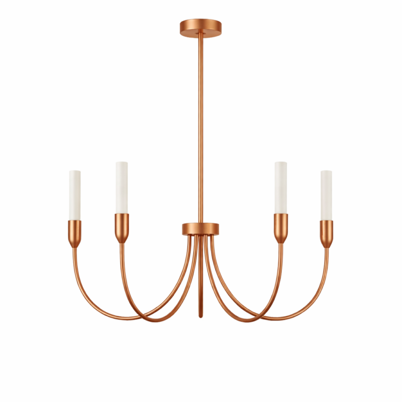 Argust 5-Light Chandelier, Glossy Milk White, Copper