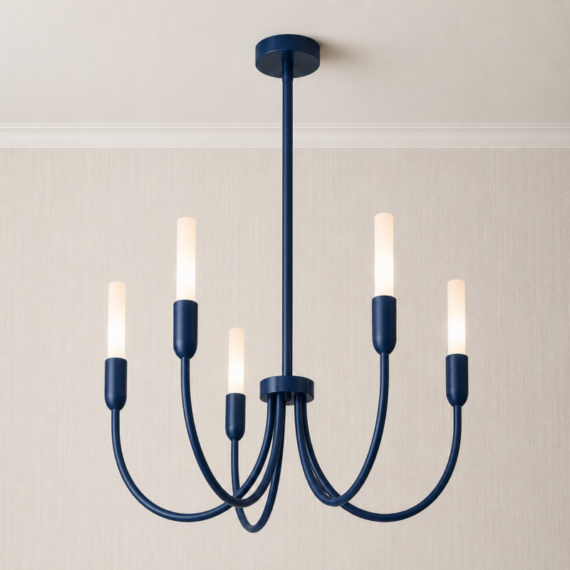 Argust 5-Light Chandelier, Glossy Milk White, Navy Blue Ral 5003 Image 2
