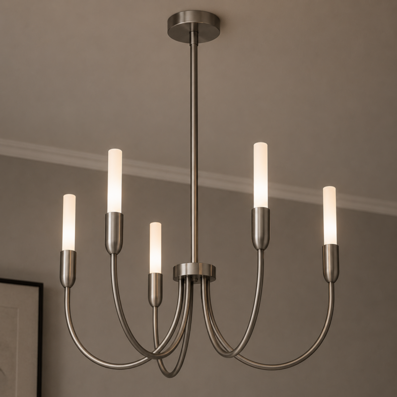 Argust 5-Light Chandelier, Glossy Milk White, Nickel Image 2