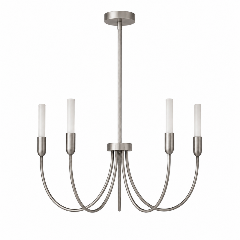 Argust 5-Light Chandelier, Glossy Milk White, Nickel