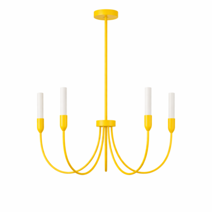 Argust 5-Light Chandelier, Glossy Milk White, Yellow Ral 1018