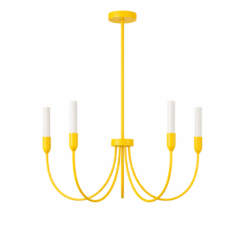 Argust 5-Light Chandelier, Glossy Milk White, Yellow Ral 1018