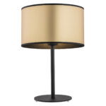 Arin Table Lamp, Black Base, Gold Fabric Shade