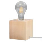 Aeriz Wood Cube Table lamp, 1 Light, Grey, 10cm Wide