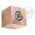 Aeriz Natural Wood Cube Wall Lamp, 1 Light, 10cm Wide