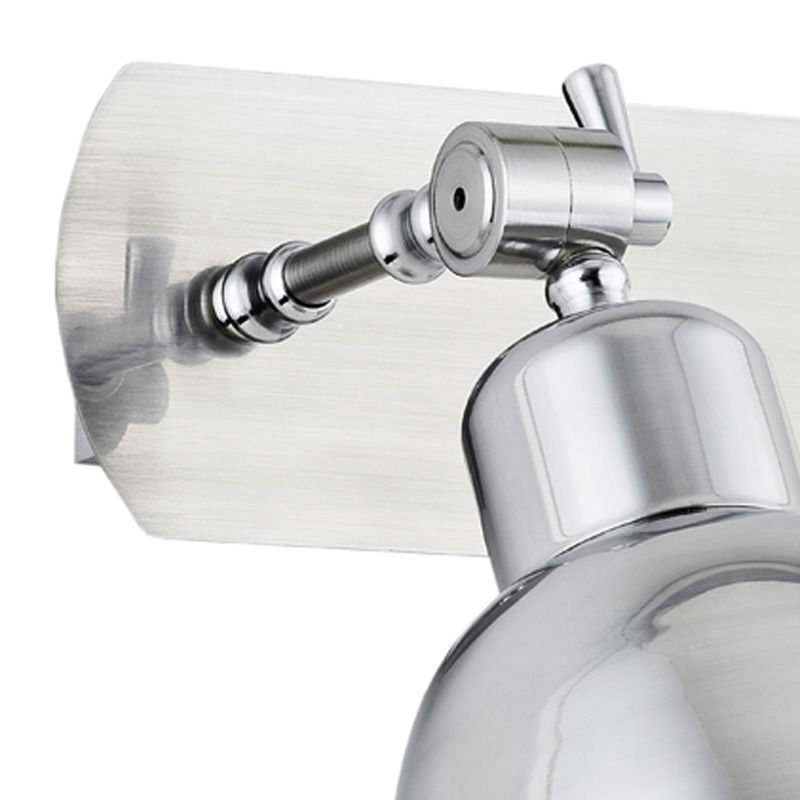 fratu 2 light wall lamp, adjustable shades, brushed chrome
