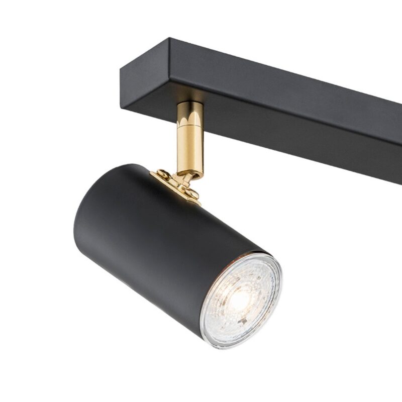 agos 2 light ceiling spotlight, adjustable, black, brass, 35cm width
