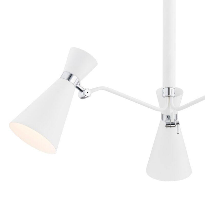 luke semi flush ceiling lamp, white & chrome, 3 light, 60cm width