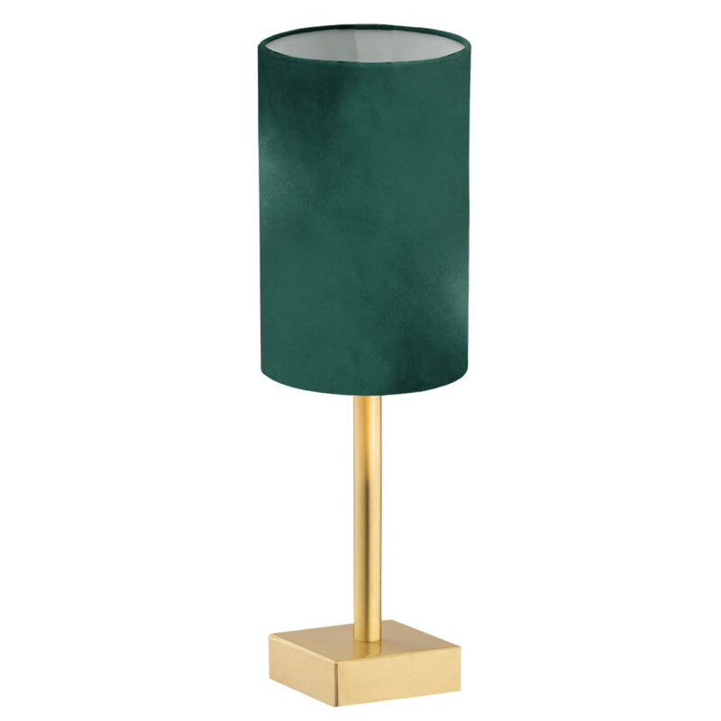 Alternative view of green Aruzzo table lamp showing the white interior shade lining.