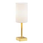 Aruzzo Table Lamp, Brushed Brass Base, White Lamp Shade, 37cm Height
