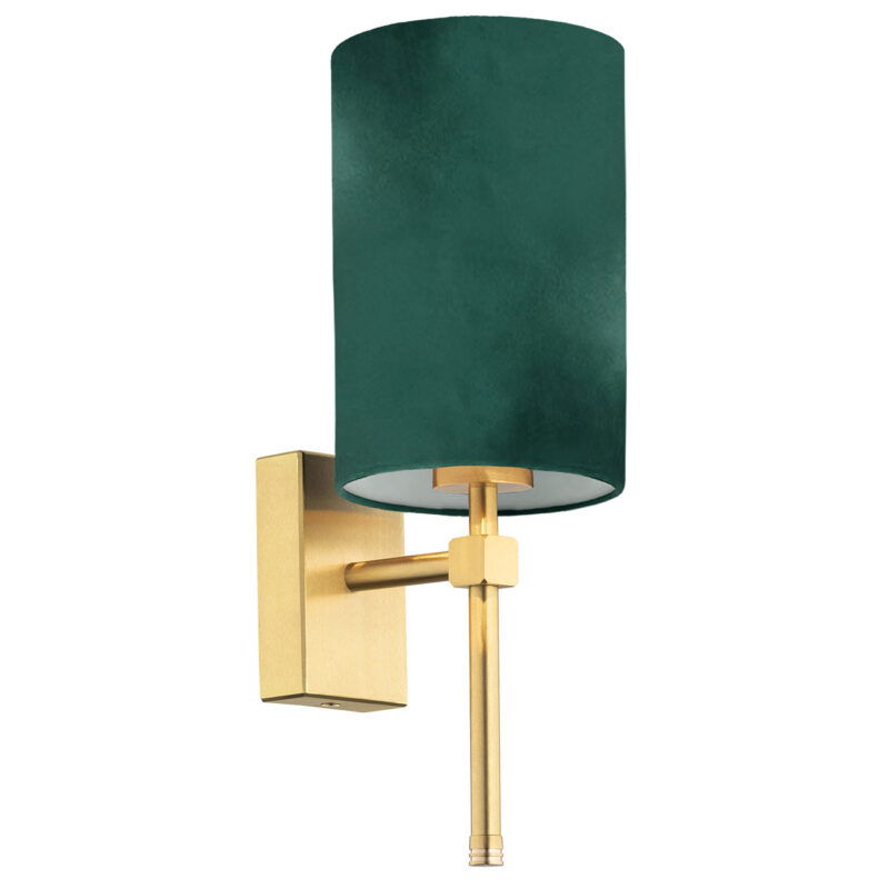 Alternative view of green Aruzzo wall lamp showing white interior shade lining detail.