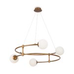 Balance Gold Chandelier, 4 Lamp, Opal Glass, 61cm Diameter