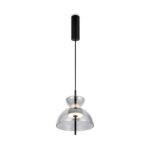 Bangkok Small LED Pendant Light, Smoked Glass, 3000k, 12w, 25cm