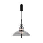 Bangkok Large LED Pendant Light, Smoked Glass, 3000k, 12w, 40cm