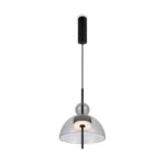 Bangkok Mini Grey Glass, LED Pendant Lamp, 3000k, 12w, 25cm