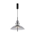 Bangkok Large Grey Glass, LED Pendant Light, 3000k, 12w, 40cm
