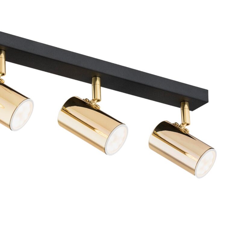 agos adjustable ceiling spotlight, 4 light, brass & black, 62cm width