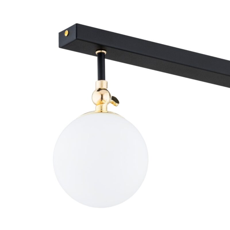 tina ip44 linear ceiling lamp, 2 light, opal glass, black & brass, 43cm width