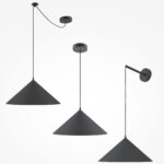 Basic Colors, Black Cone Single Pendant/Wall Light, Metal, 35cm Diameter